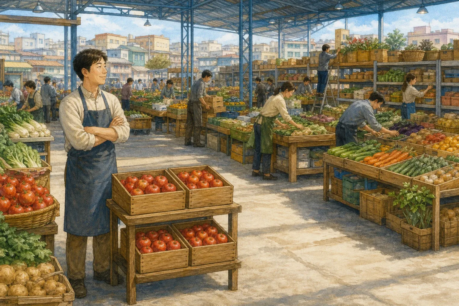 한 진열대의 물건 수는 그대로인데 주변 진열대에 상품이 대거 채워져 전체 매장에서 차지하는 몫이 작아지는 장면