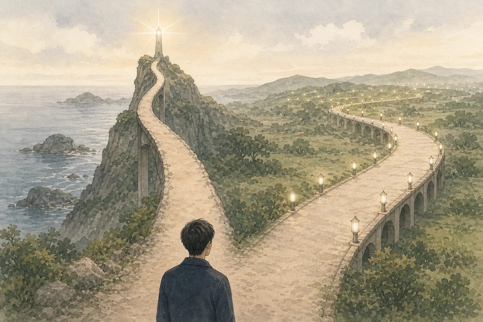 집중의 확신과 취약성, 분산의 방어와 희석을 보여주는 두 갈래 투자 길