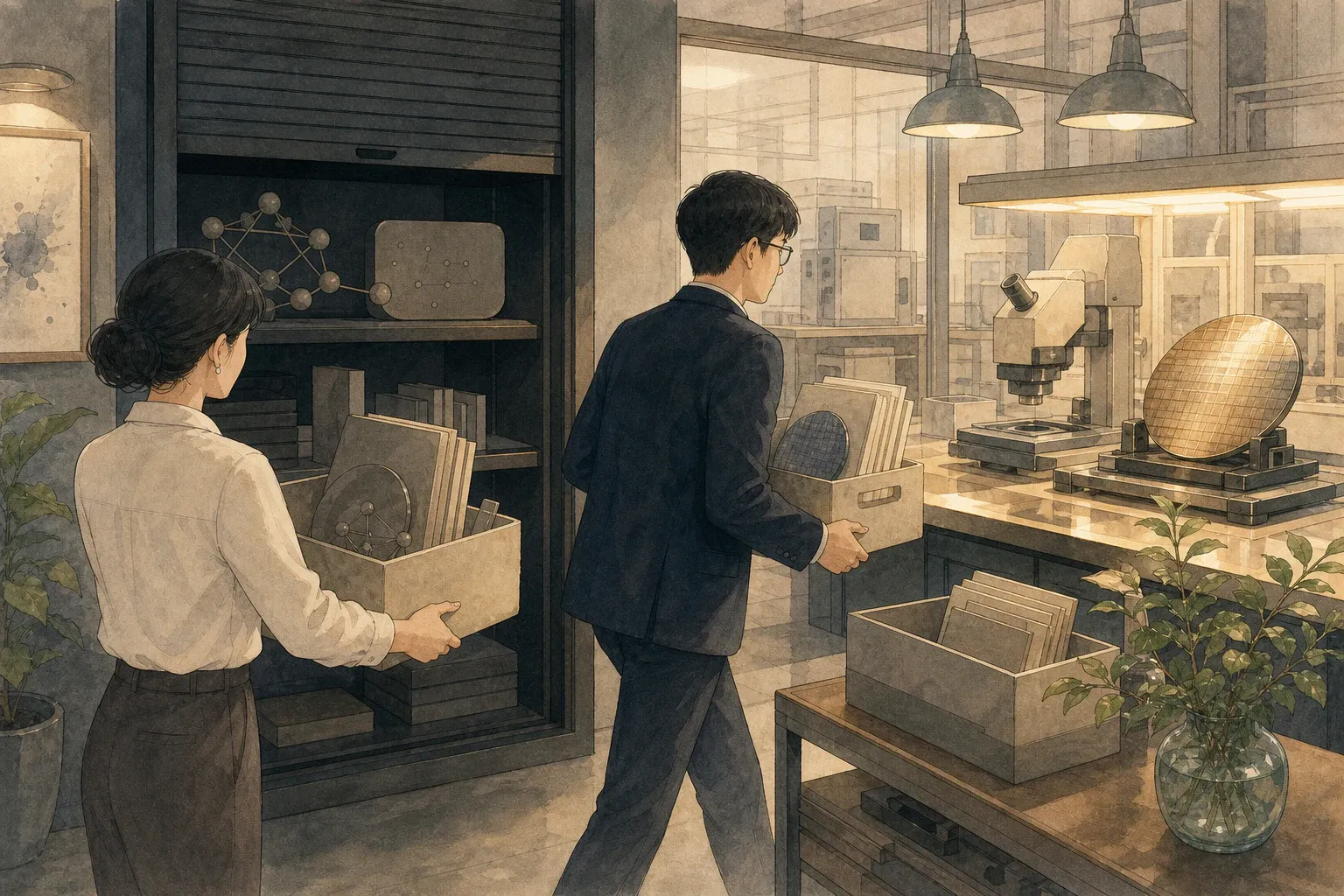 인터넷 서비스 자산을 정리하고 반도체 자산으로 이동하는 포트폴리오 회전 장면