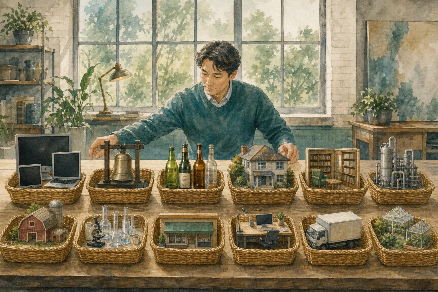 서로 다른 사업 모형을 비슷한 크기의 여러 바구니에 고르게 펼친 투자자